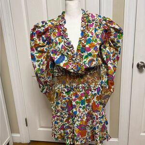 House of Harlow 1960 Vibrant Floral Long Sleeve Dress